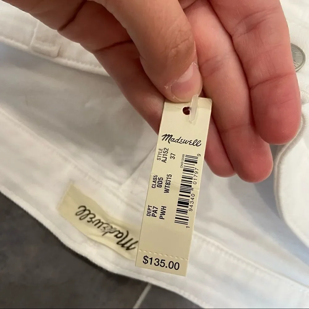 NWT Madewell High-Rise Skinny Crop Curvy Jeans in Pure White Size 37